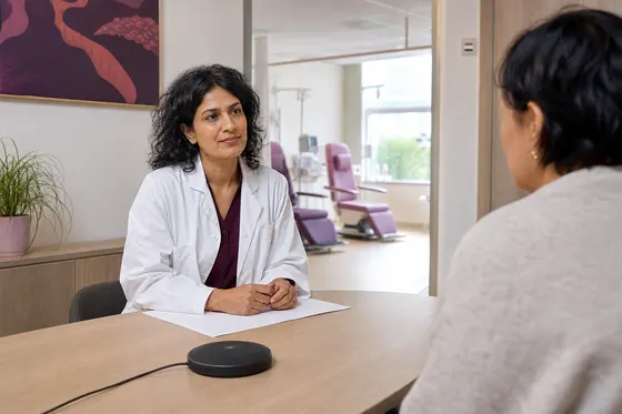 Medisch oncoloog bespreekt het behandeltraject met een patiënt