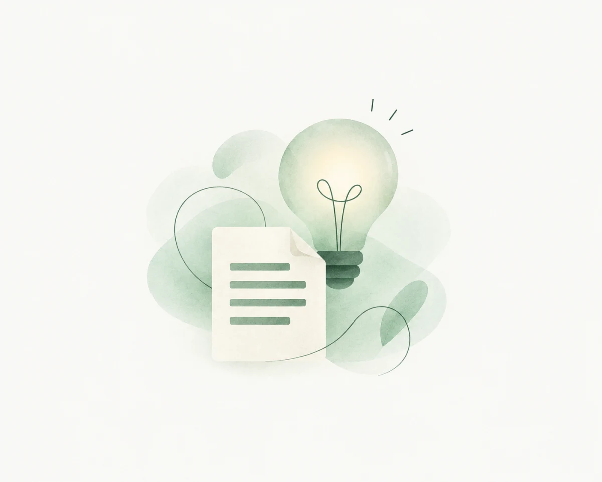 Een lamp en een verslag tussen zachte mintgroene vormen.