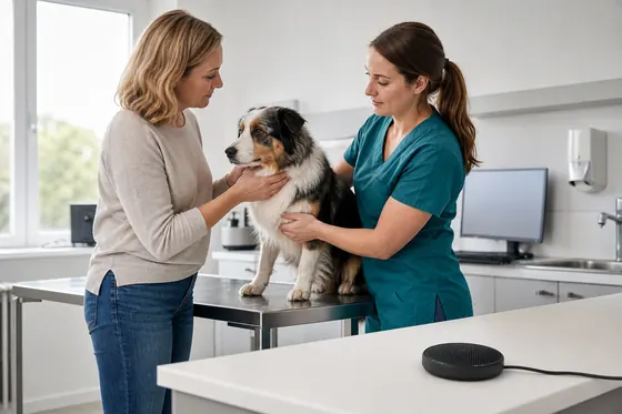 Paraveterinair ondersteunt bij het onderzoek van een hond