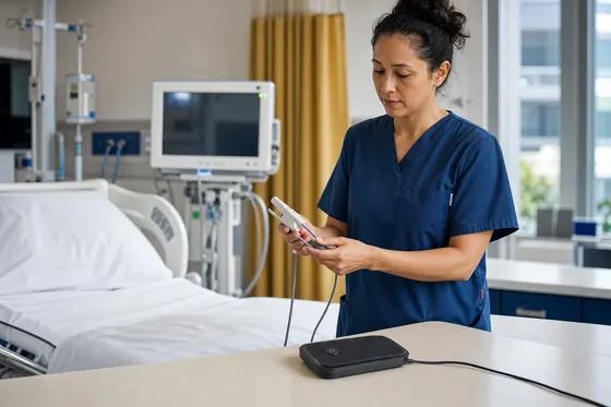 Recoveryverpleegkundige bewaakt een cliënt na een ingreep